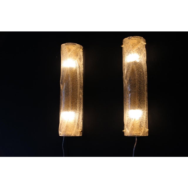 White Textured Murano Glass Draped Wall Lights in the style of Mazzega, 2000s, Set of 2 For Sale - Image 7 of 16