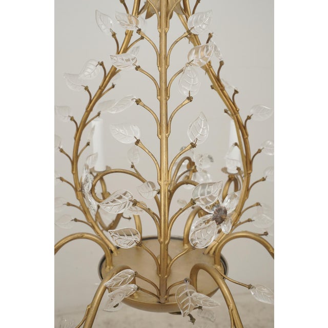 Metal Bagues Style Gold Finish Foliate Glass Chandelier For Sale - Image 7 of 12