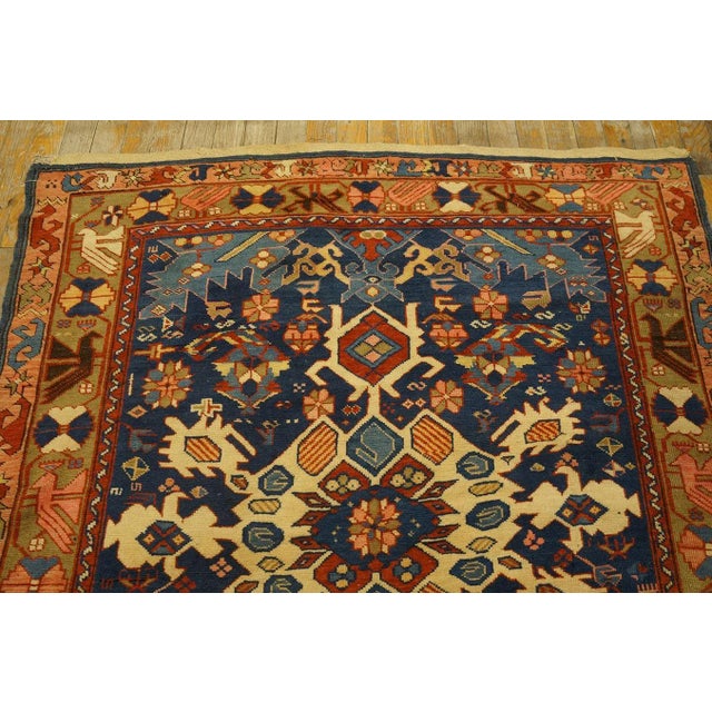 Great Blue and Camel Color With Rhombus and Florid Design Antique Caucasian Bidjov Rug For Sale In New York - Image 6 of 12