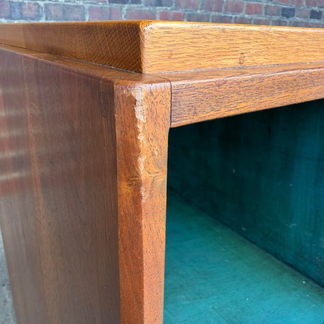 American Studio Robert Whitley Studio Credenza – Mixed Wood W/ Teal Interior, Sculptural Case and Pulls Finished on Both Sides For Sale - Image 12 of 12