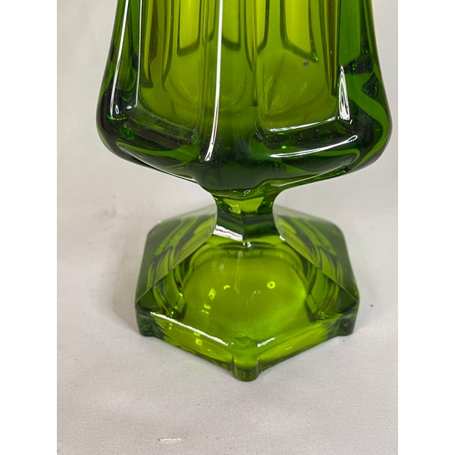 Vintage Mid-Century Viking Glass Green Streched Vase With Sticker For Sale - Image 10 of 14