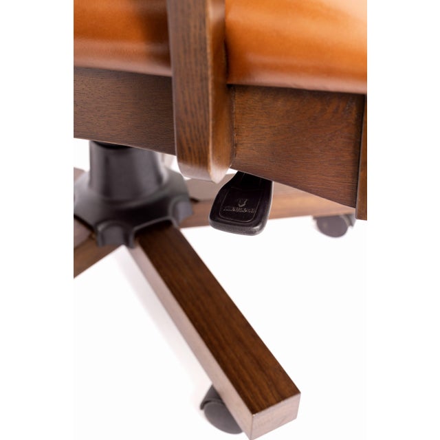 Wood Arts and Crafts Mission Oak Office Chair Micheals Cherry For Sale - Image 7 of 15