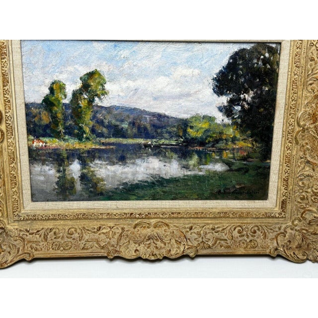French Impressionist Oil Painting Fisherman on the River Orne, Normandy — C. 1920 Signed by André Prévot-Valéri For Sale - Image 16 of 18