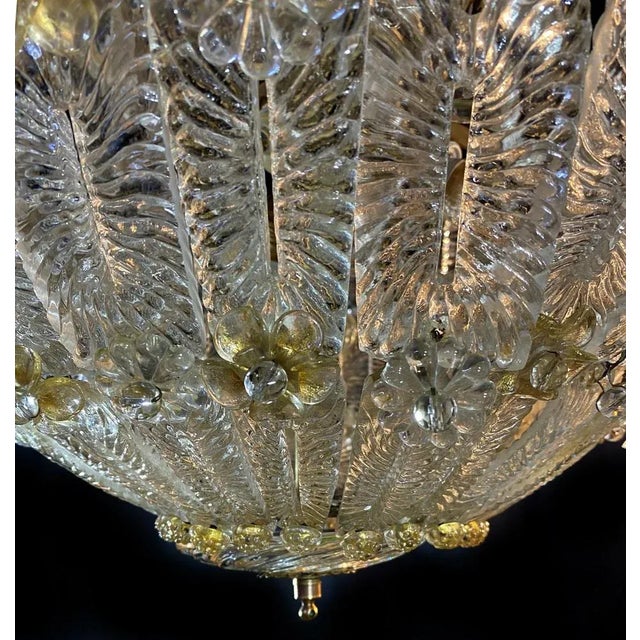 Glass Flower Chandelier with Gold Inclusions, 1950s For Sale - Image 12 of 18