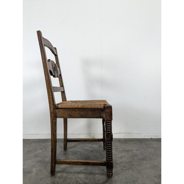 Brutalist Oak Chairs in the style of Dudouyt, Set of 5 For Sale - Image 6 of 11