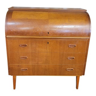 1960s Danish Mid Century Modern Rolltop Desk Attributed to Egon Ostergaard For Sale
