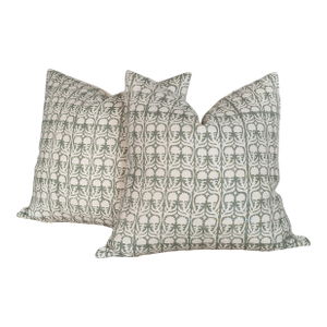 Penny Morrison Ashok Green Floral Pillows