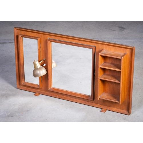 Vintage Freestanding Teak Mirror with Lamp, 1960s For Sale - Image 3 of 8