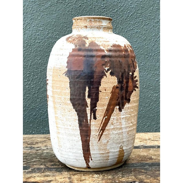 Vintage Abstract Stoneware Vase For Sale - Image 4 of 12