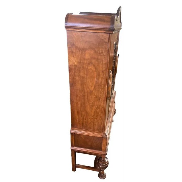 Spanish Revival Early 20th Century Antique Spanish Revival Walnut and Burlwood China Cabinet For Sale - Image 3 of 9