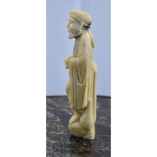 Vintage Chinese Carved Soapstone Wise Man Immortal Figure Statue Sculpture Small For Sale In Philadelphia - Image 6 of 14