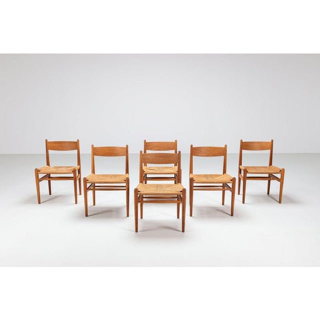 A beautiful set of six ch36 dining chairs designed by hans j. Wegner for carl hansen & søn, denmark 1970. Crafted in solid...
