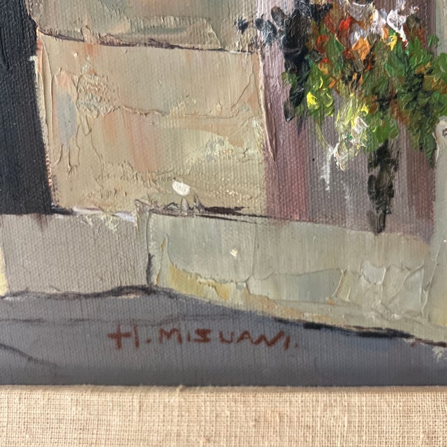 Gold 20 Th Century Oil on Canvas Framed Signed by H.Misvani Titled the Old Archway For Sale - Image 8 of 12