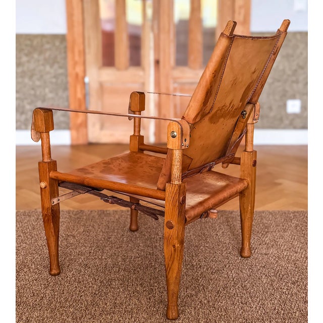 Safari Lounge Chair in Oak and Cognac Leather by Wilhelm Kienzle for Kaare Klint, 1950s For Sale - Image 6 of 14