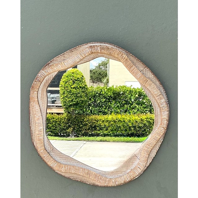 Vintage Textured Woven Rattan Mirror For Sale - Image 4 of 12