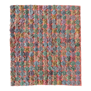 Vintage Handmade Yo-Yo Patchwork Folk Art Quilt