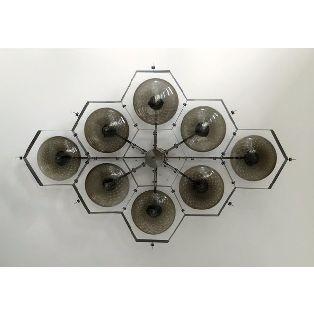 21st Century Beehive Satin Black Nickel Smoky Bubbles Murano Flush Mount by Fabio LTD For Sale - Image 6 of 9