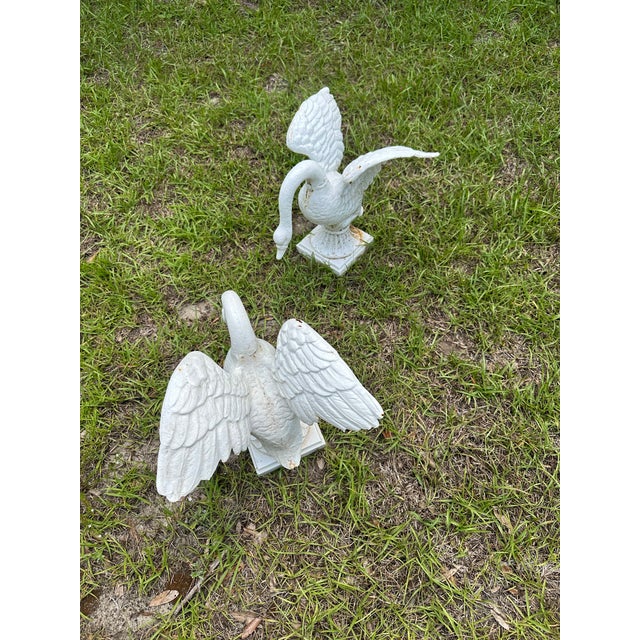 Vintage Cast Iron Swan Garden Ornaments, a Pair For Sale In Charleston - Image 6 of 11