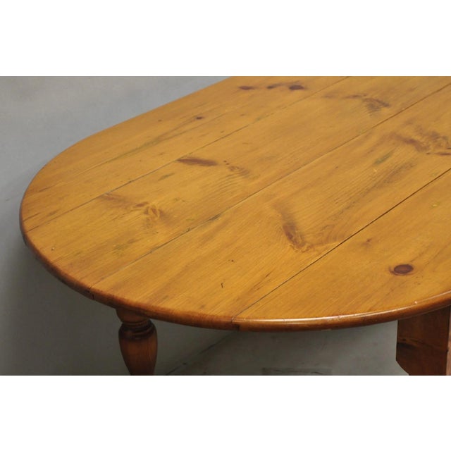 Vintage French Country Oval Pine Wood 78" Baluster Leg Farmhouse Dining Table For Sale - Image 16 of 18