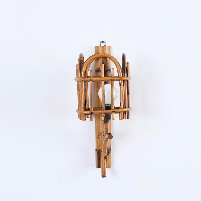 Mid-Century Rattan Lantern Sconces by Louis Sognot, 1960s, Set of 2 For Sale - Image 11 of 13