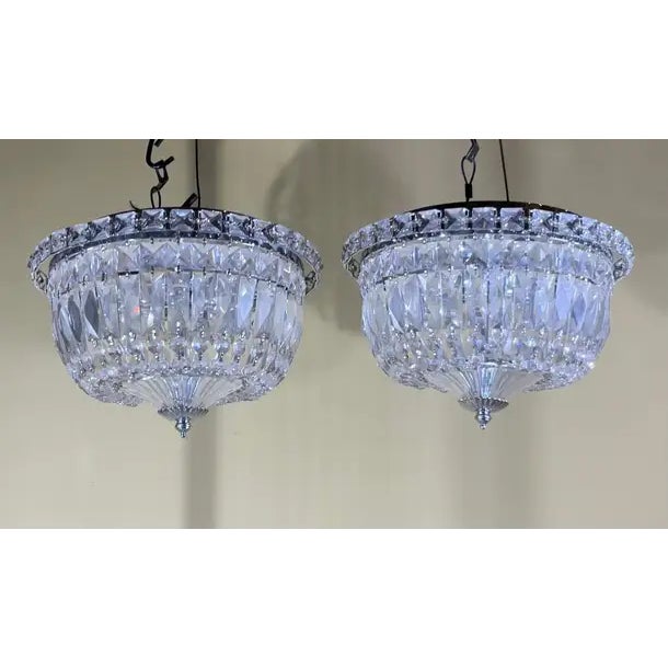 Elevate your home decor with this stunning matching pair of crystal flush mount ceiling lights. These elegant fixtures...
