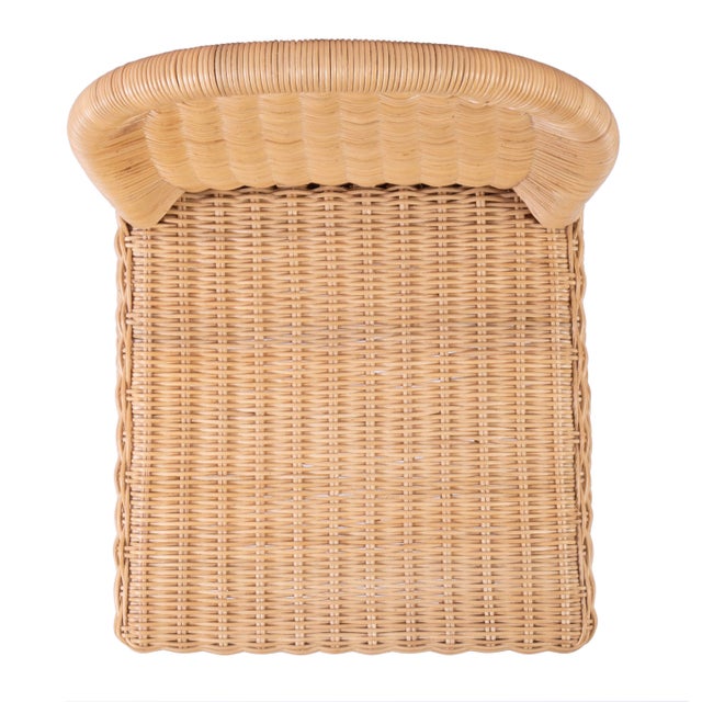 Brown Flora 24 in. Seat Height Rattan Scalloped Edge Counter Stool with Back, Natural Rattan For Sale - Image 8 of 9