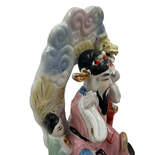 1950s Vintage Chinese Hand-Crafted Porcelain Medicine King Sculpture For Sale - Image 5 of 10