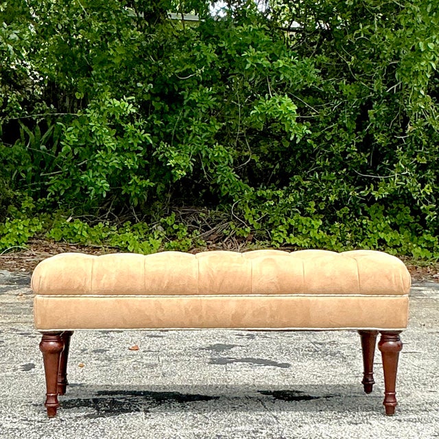 Vintage Regency Tufted Bench For Sale - Image 4 of 6