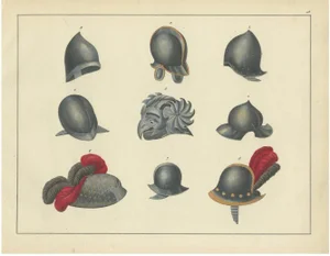 Medieval and Renaissance Helmets, 1842, Lithograph