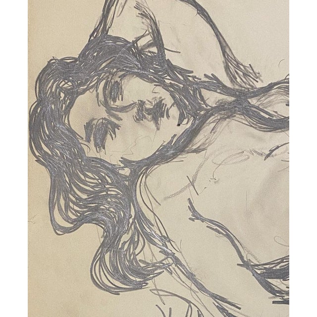 André Cottavoz, Lying Nude, 1974, Original Charcoal Drawing For Sale - Image 6 of 7