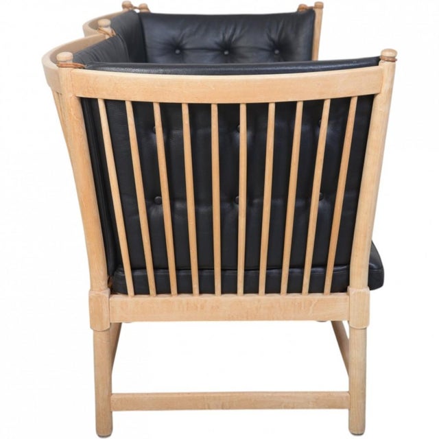 Spoke Back Sofa in Beech and Black Leather by Børge Mogensen, 1963 For Sale - Image 12 of 18
