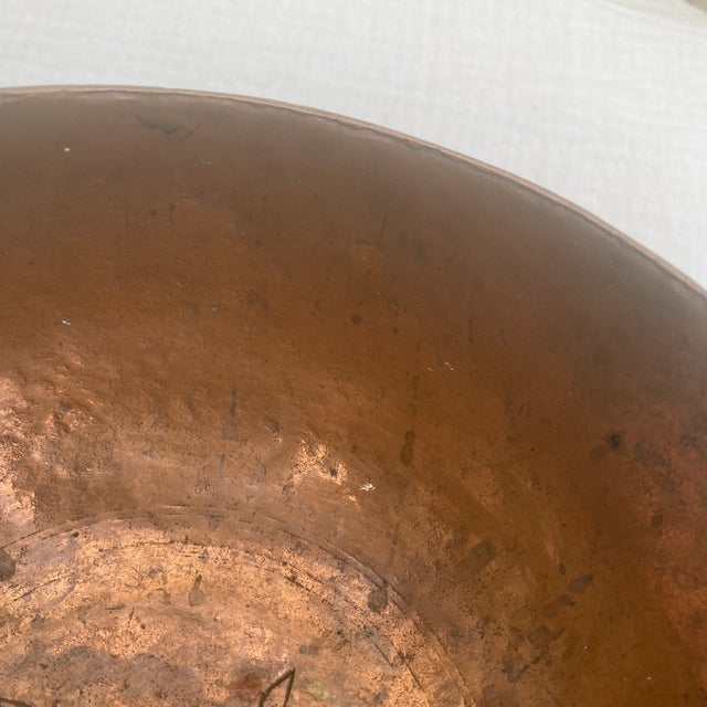 19th C. Antique Indo-Persian Hand-Engraved Copper Decorative Bowl For Sale - Image 9 of 12
