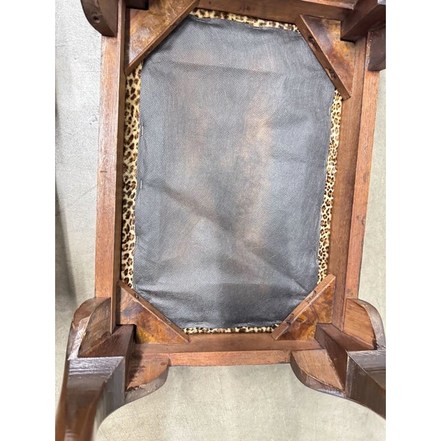 Antique Mahogany Leopard Print Animal Hide Stools - A Set For Sale - Image 12 of 18