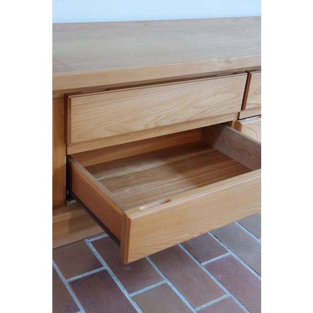 Long Low Sideboard Bench in Elm by Camif, France, 1970s For Sale - Image 11 of 18