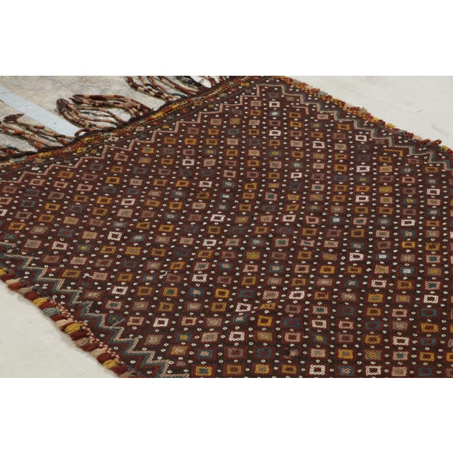 Rug & Kilim Vintage Tribal Kilim in Brown With Polychromatic Diamond Patterns by Rug & Kilim For Sale - Image 4 of 7