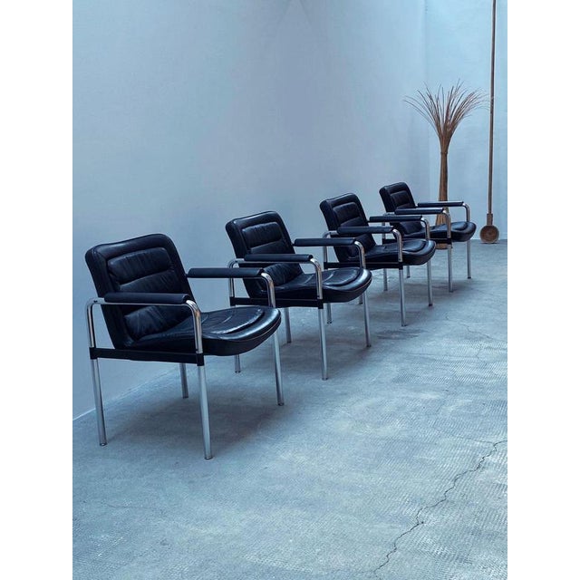 Vintage 8400 Chairs in Leather by Jorgen Kastholm for Kusch & Co., Germany, 1980s, Set of 4 For Sale - Image 9 of 18