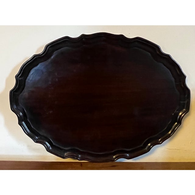 Antique Early 19th Century English George III Carved Mahogany Oval Serving Tray For Sale - Image 11 of 11