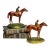 Colorful Horse Jockey Antique Cold Painted Bronze Sculpture Statue Bookends Equestrian For Sale