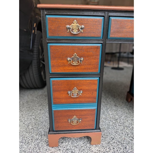 Vintage Pedestal Horseshoe Desk Botanical Collection For Sale In Seattle - Image 6 of 18