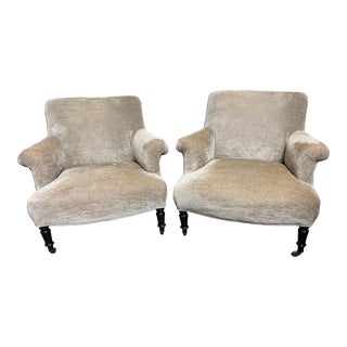 Pair of 19th Century Napoleon III Deep Seated Club Chairs For Sale