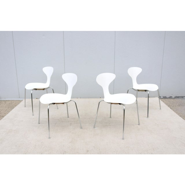 Metal Modern Ross Lovegrove for Bernhardt Design Orbit Stacking Dining Chairs Set of 4 For Sale - Image 7 of 18