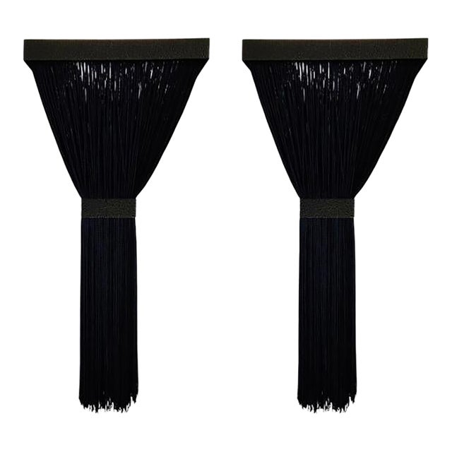 Arteriors Modern Black Silk Strings Jenessa Sconces Pair For Sale