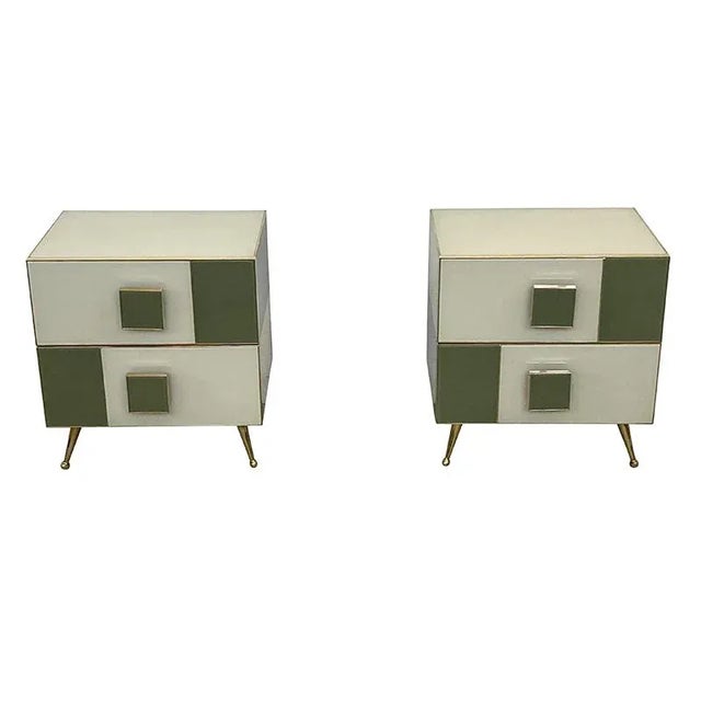 Beige Wood and Glass Bedside Tables, 2000s, Set of 2 For Sale - Image 8 of 9