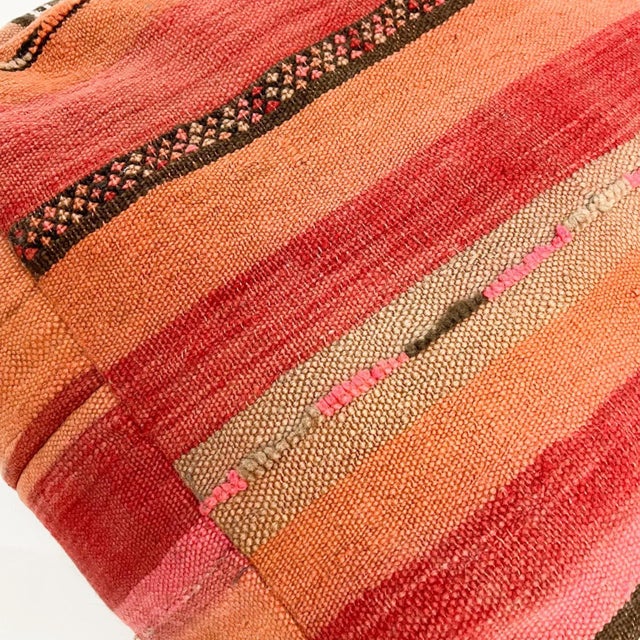 Vintage Moroccan Kilim Floor Cushion Pillow, Geometric Fabric, 1970s For Sale - Image 9 of 10