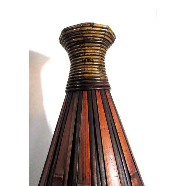 Vintage Split Woven Bamboo Floor Vase For Sale - Image 9 of 10