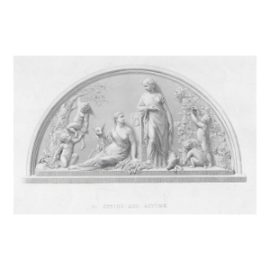 Antique Spring and Autumn Allegory Engraving