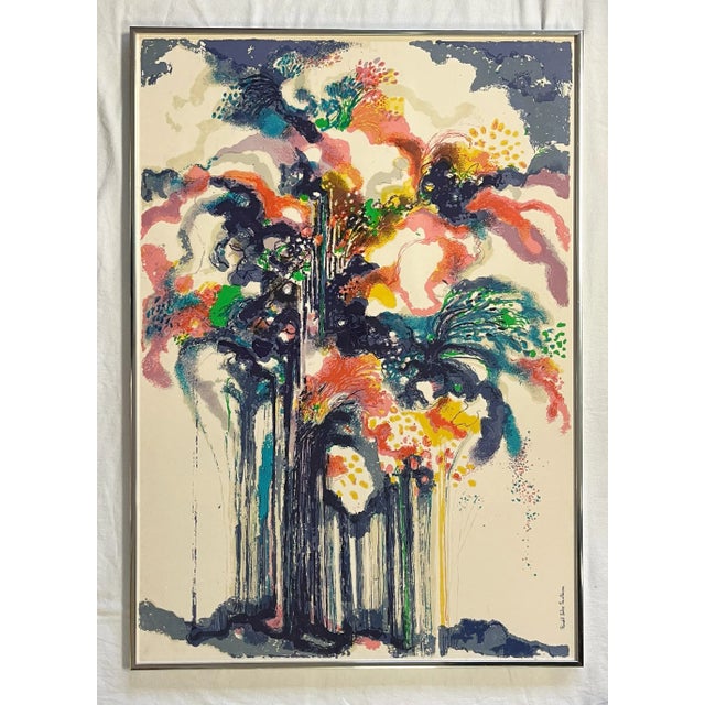 Dynamic abstract serigraph by renowned artist Ronald Julius Christensen from the 1980's. This artwork is a licensed...