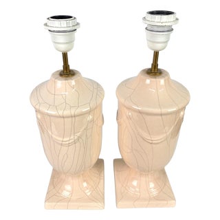 Crackled Ceramic Lamps, Sweden, 1970, Set of 2 For Sale