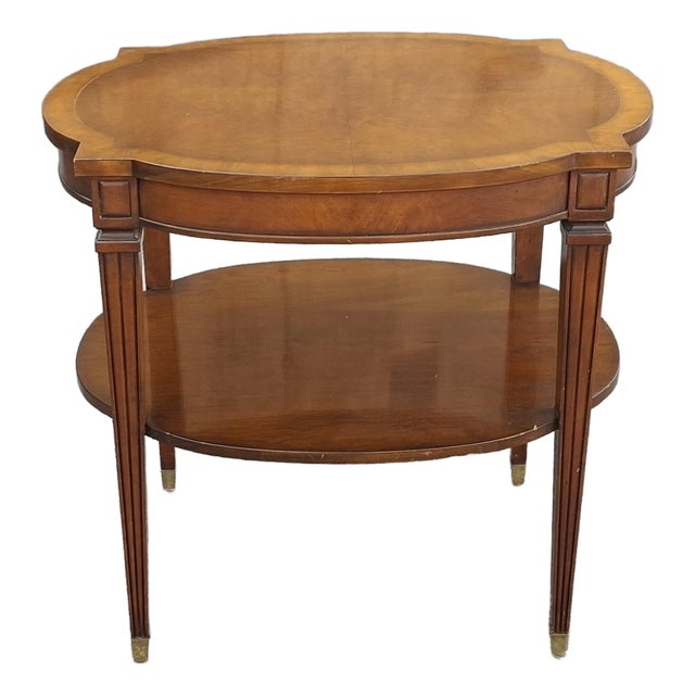Late 20th Century Regency Style Banded Mahogany Two-Tier Side Table For Sale