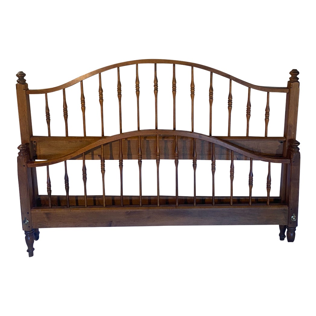 1980s Ethan Allen Maple Queen Windsor/Spindle Headboard and Footboard